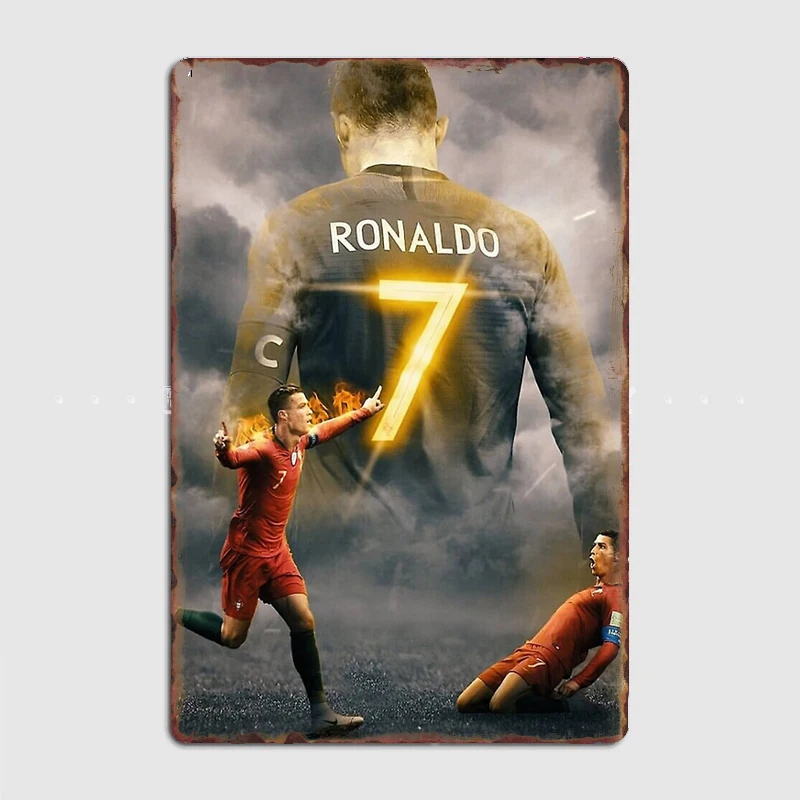

Art CR7 Wallpaper Football Poster Metal Sign Poster Garage Living Room Cinema Living Custom Tin Vintage Home Decor
