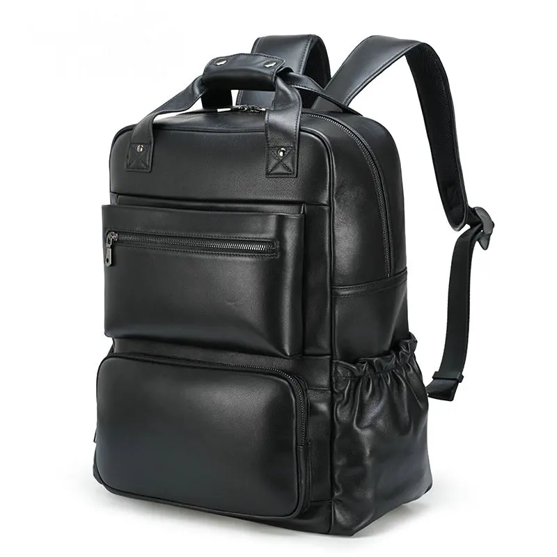 New  Vintage Genuine Crazy Horse Leather Laptop Bag 15.6' Laptop Men Backpack Cowhide Male Travel Bag 3576