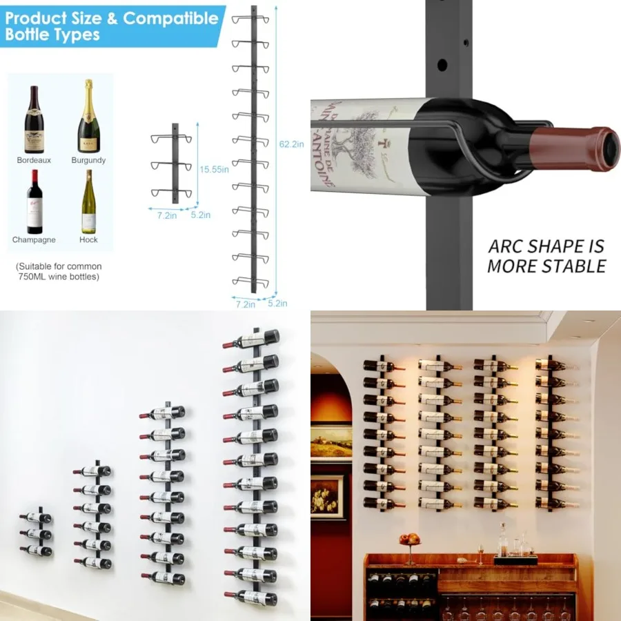 

2 Pack Bottle Wall Wine Rack for Wine Bottles, DIY Detachable Wall Mount Wine Rack, Wine Storage Organizer Display Holder Used