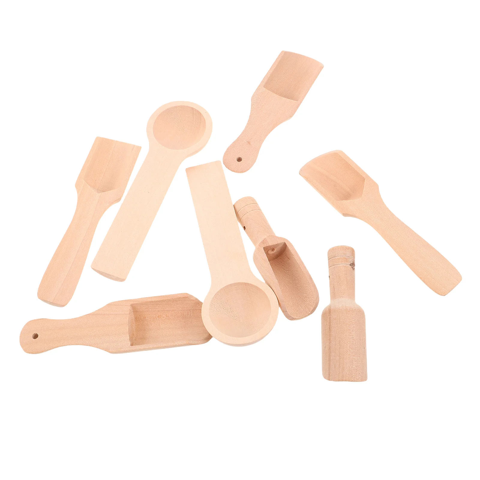 

8pcs Small Wooden Salt Spoon Mini Tea Coffee Scoop For Seasoning Sugar Jam Honey Mustard Kung Fu Loose Leaf Brewing Portable Set