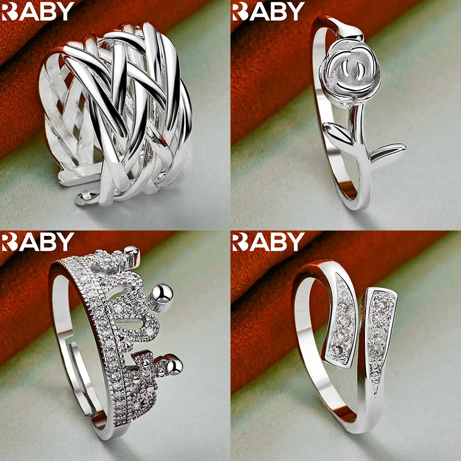 

URBABY 925 Sterling Silver Open Geometric Ring For Women Men Grace Jewelry Trend Fashionable Birthday Party Gifts