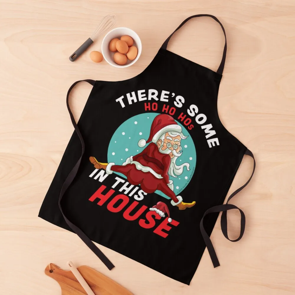 

There's Some Ho Ho Hos In this House Christmas Santa Claus Apron Womens Dresses kitchen girl Apron