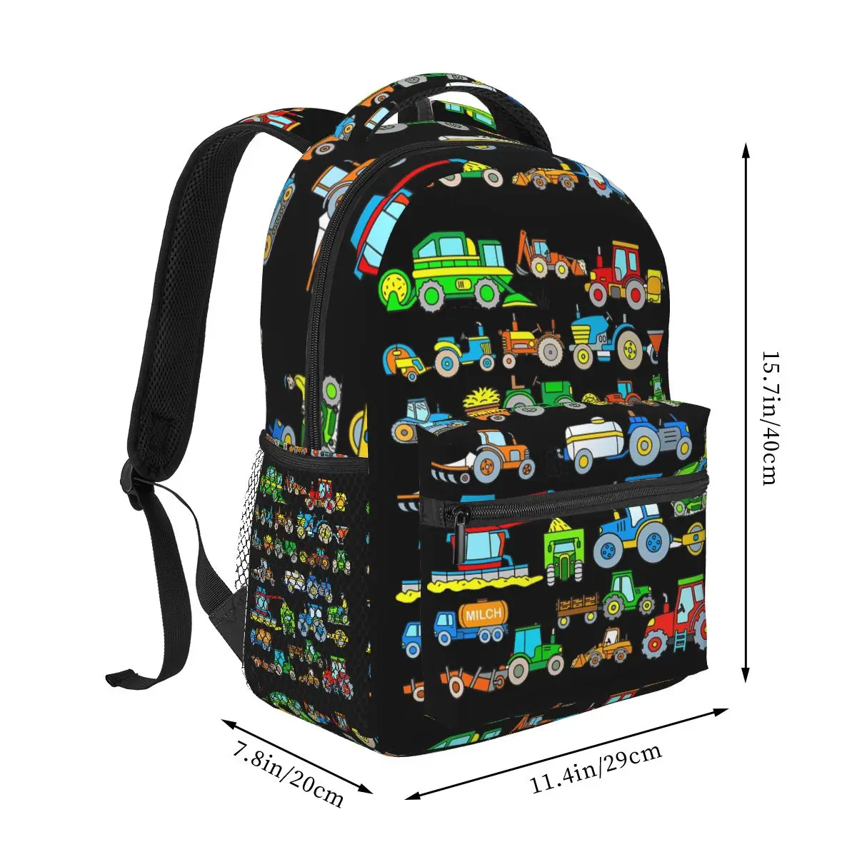 Tractors Farm Vehicles Backpacks Boys Girls Bookbag Students School Bags Cartoon Laptop Rucksack Shoulder Bag Large Capacity