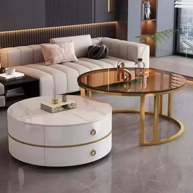 

Cheap Nordic Coffee Tables Round Simple Luxury Metal Large Size Salon Coffee Tables Design Modern Meubles Postmodern Furniture