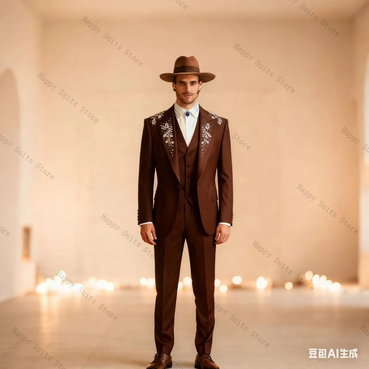 الأزرق بلورات الرجال دعوى مجموعة 3 قطعة سترة + السترة + السراويل بنطلون مكتب رسمي معطف القطن الزفاف البدلات الرسمية سترة مخصصة الزي