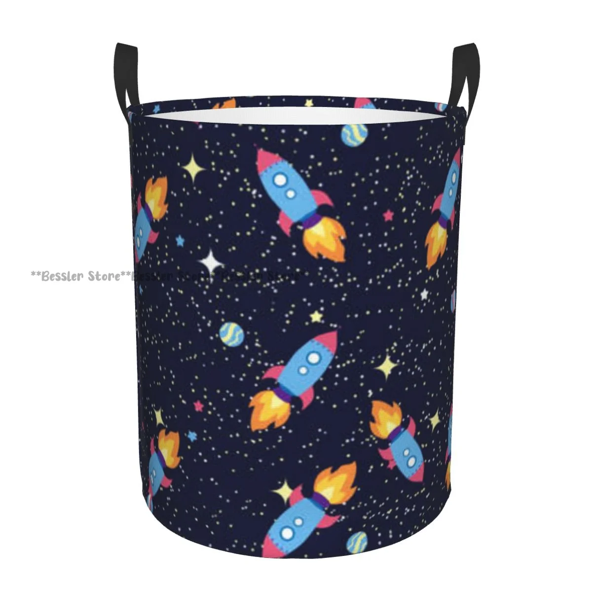 Space Planets Rockets And Stars Cartoon Spaceship Laundry Basket Folding Dirty Clothes Toys Storage Bucket Household