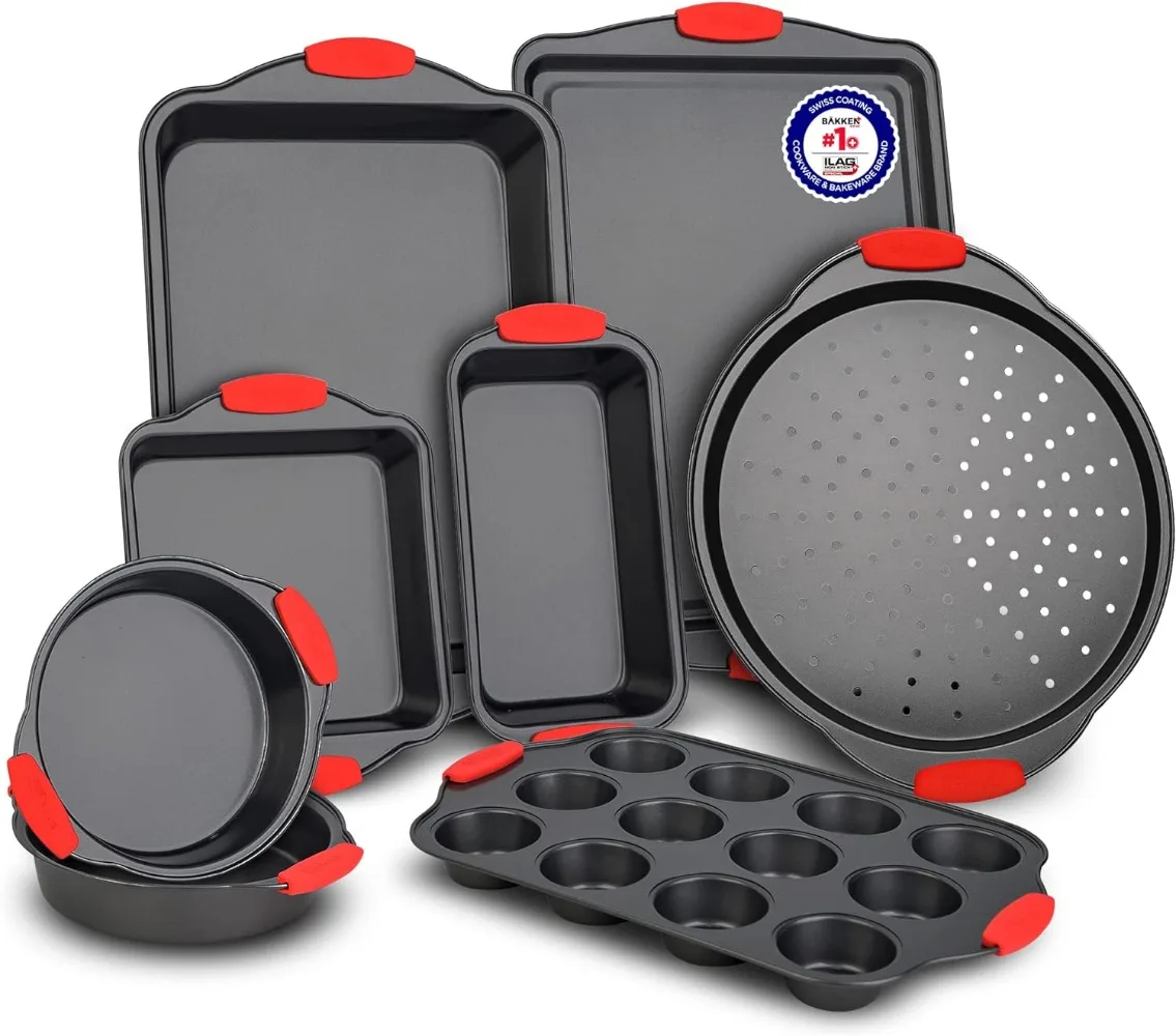 

8-piece Kitchen Oven Bakeware Set, Deluxe Non-stick Black Coating Inside and Outside