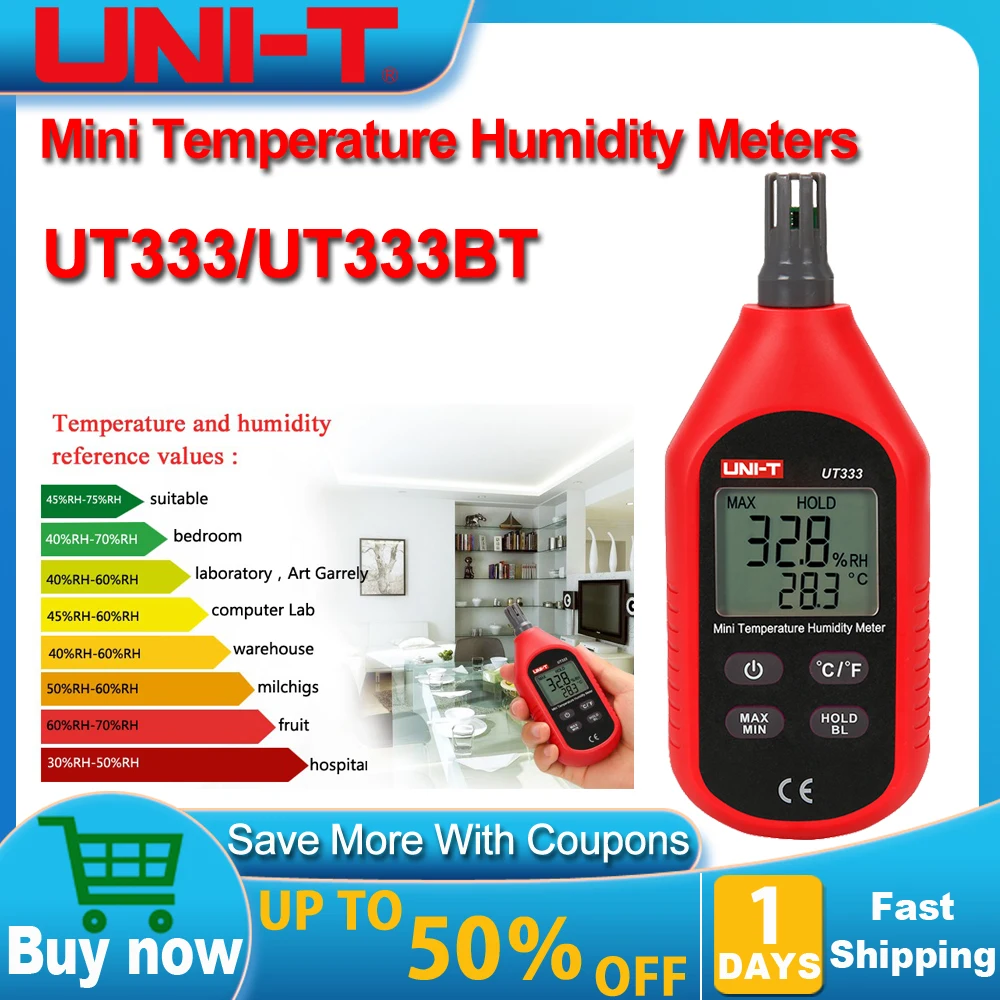 

UNI-T UT333BT Mini Temperature Humidity Meter UT333 LCD Digital Display High-accuracy Thermometer Hygrometer Environmental Teste