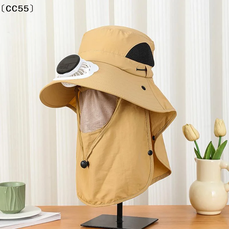 Men Fan Hat With Solar Panel Wide-Brimmed Shawl Fishing Hat Solar USB Charging UV-Protection Outdoor Hat〔CC55〕