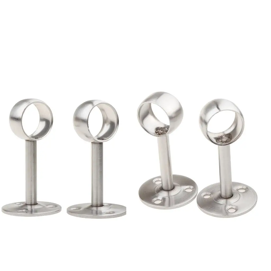 

4x Stainless Closet Curtain Rod Pole Lever Support Brackets 22mm Dia.