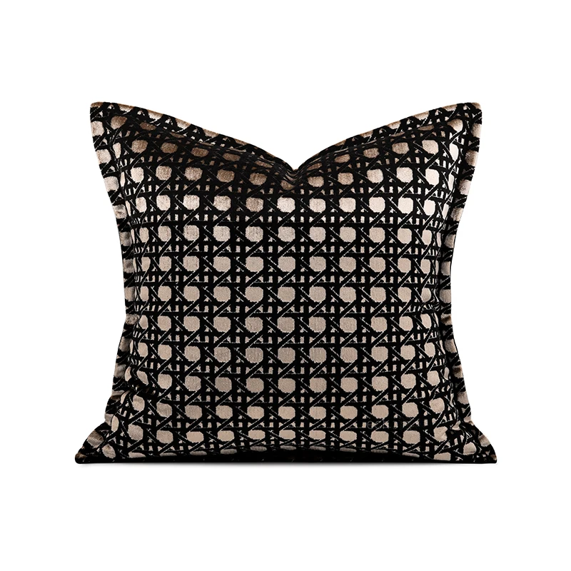 

Роскошная вилла, модель комнаты, импортная бархатная черная кофейная золотая подушка, диван, гостиная, изголовье кровати, квадратная подушка, подушка