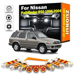 ZUORUI 14Pcs For Nissan Pathfinder R50 1996- 1999 2000 2001 2002 2003 2004 Sunvisor Bulbs LED Interior Reading Trunk Light Kit