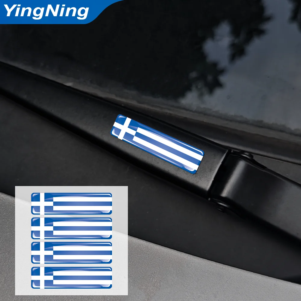 4Pcs 3D Resin Greece Flag Sticker Greek National Emblem Badge for Car Moto Helmet Laptop Suitcase Waterproof DIY Styling Decal