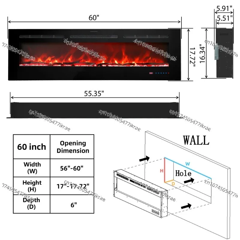 Hot Sale Electric Heater Fireplace Indoor 13 Colors Recessed and Wall mounted Heaters