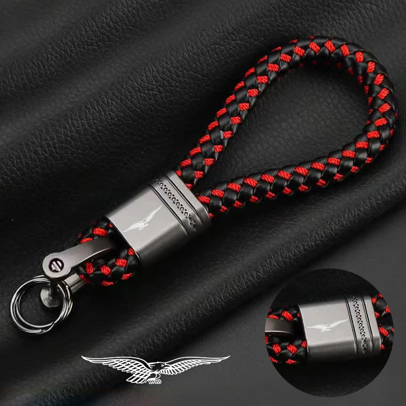 

For Moto Guzzi V85 TT V7 V9 Audace Griso Breva Accessories Custom LOGO Motorcycle Braided Rope Keyring Metal Keychain