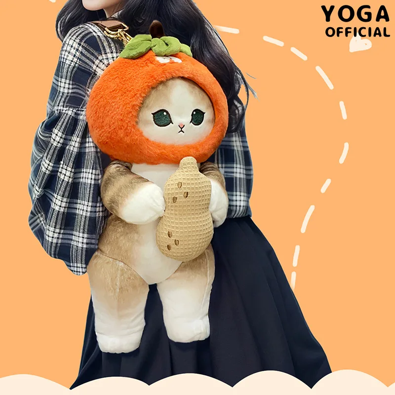 Genuine Mofusand Cat Lucky Sandy Plush Doll Backpack Shark Cat Good Persimmon Peanut Plush Large  Cute Doll Bag