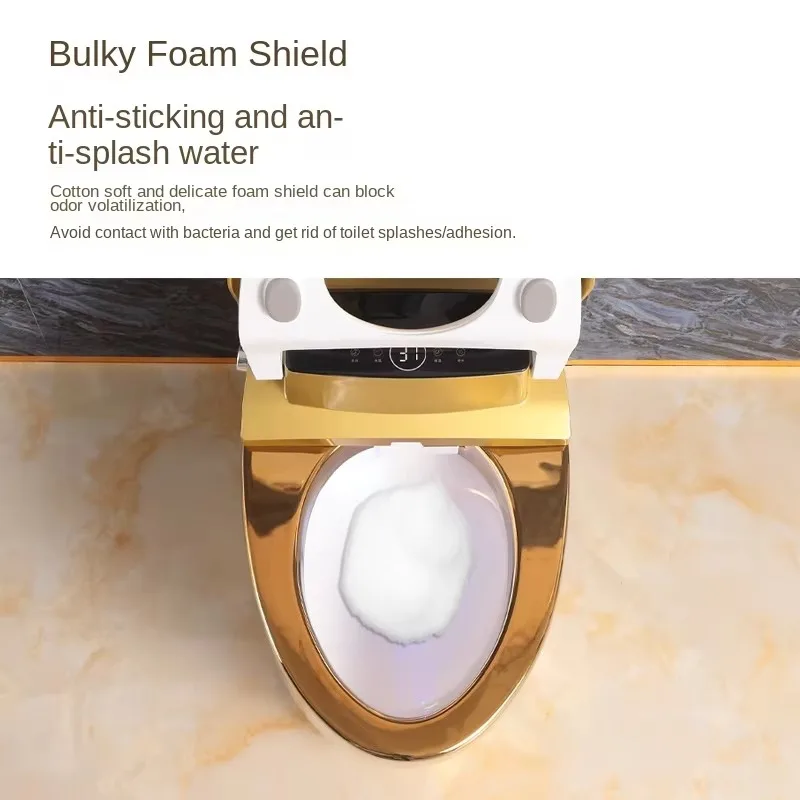 Luxury One Piece Gold Plated Hotel Automatic Ceramic Toilets Bowl Gold Wc Intelligent Bathroom Smart Toilet With Remote Control view 3