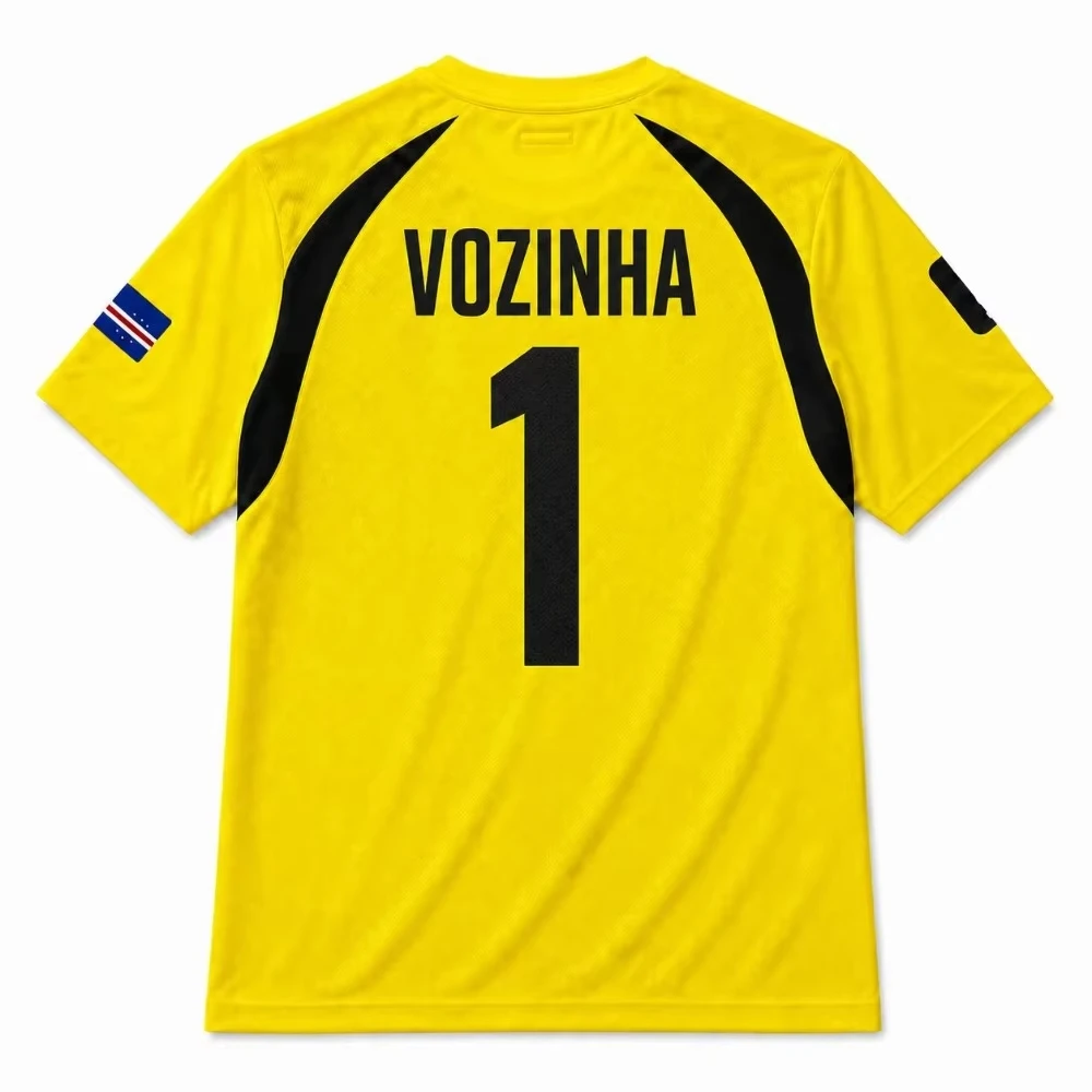 Unisex Cape Verde Goalkeeper Soccer Jersey Vozinha Short Sleeve Regular Cheer Support Fan Shirt for Match Training Summer Top