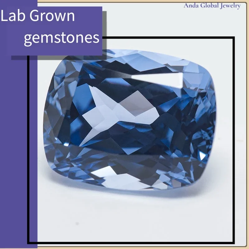 

L-Lab выращенный сапфир цвета васильчика прямоугольная форма подушки VVS1 подвески DIY для изготовления драгоценностей выборный сертификат
