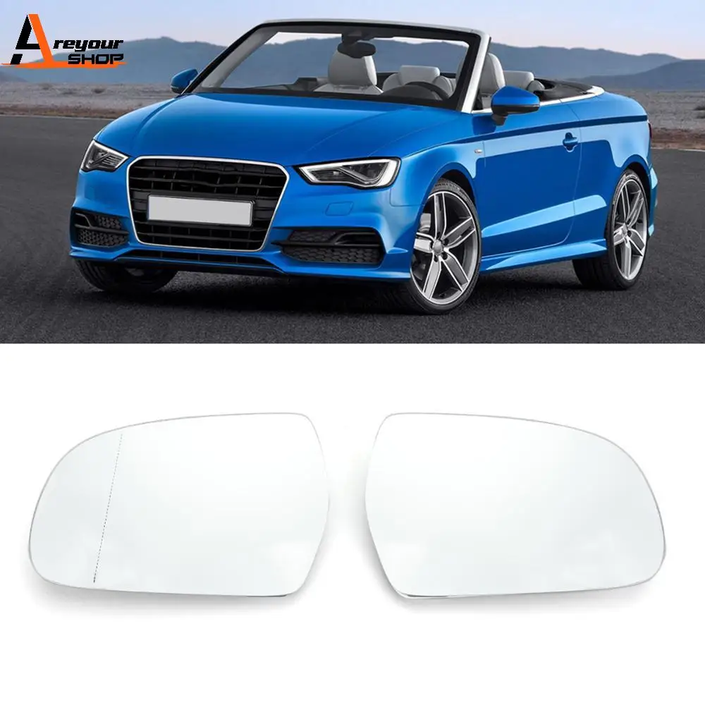 Areyourshop Mirror Glass w/Plate Left+Right Fit For Audi A4 B9 2013 2014 2015 2016 Driver 8K0857536F 8K0857535F Car Accessories