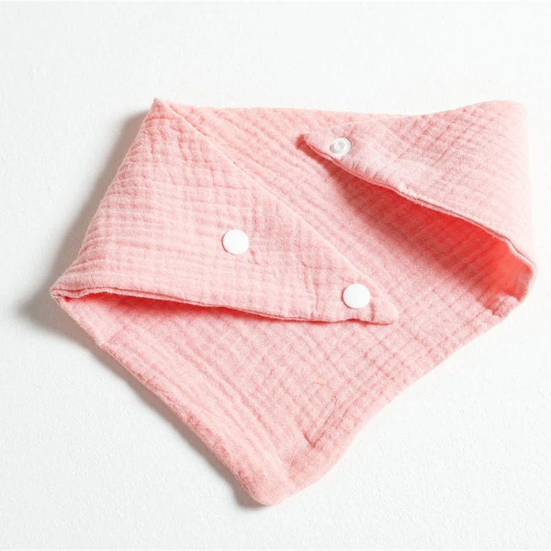 3Pcs Waterproof Feeding Drool Bibs Muslin Cotton 4 Layer Newborn Solid Color Snap Button Soft Triangle Towel Baby Bandana