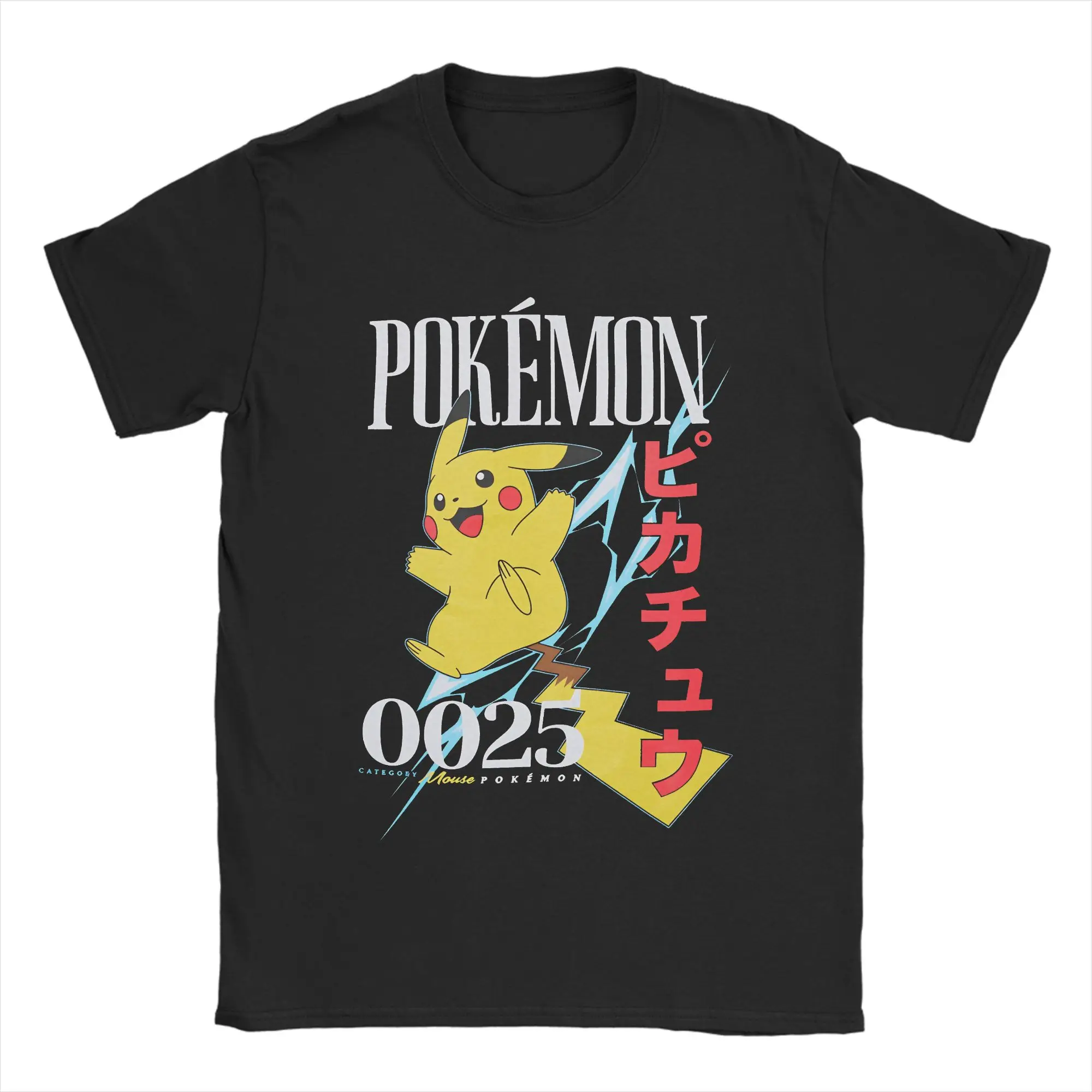 Camiseta de Pokémon Pikachu Lightning, camisetas de playa 100% de algodón para adultos, camiseta con patrón de tendencia, camisetas de manga corta, ropa de calle