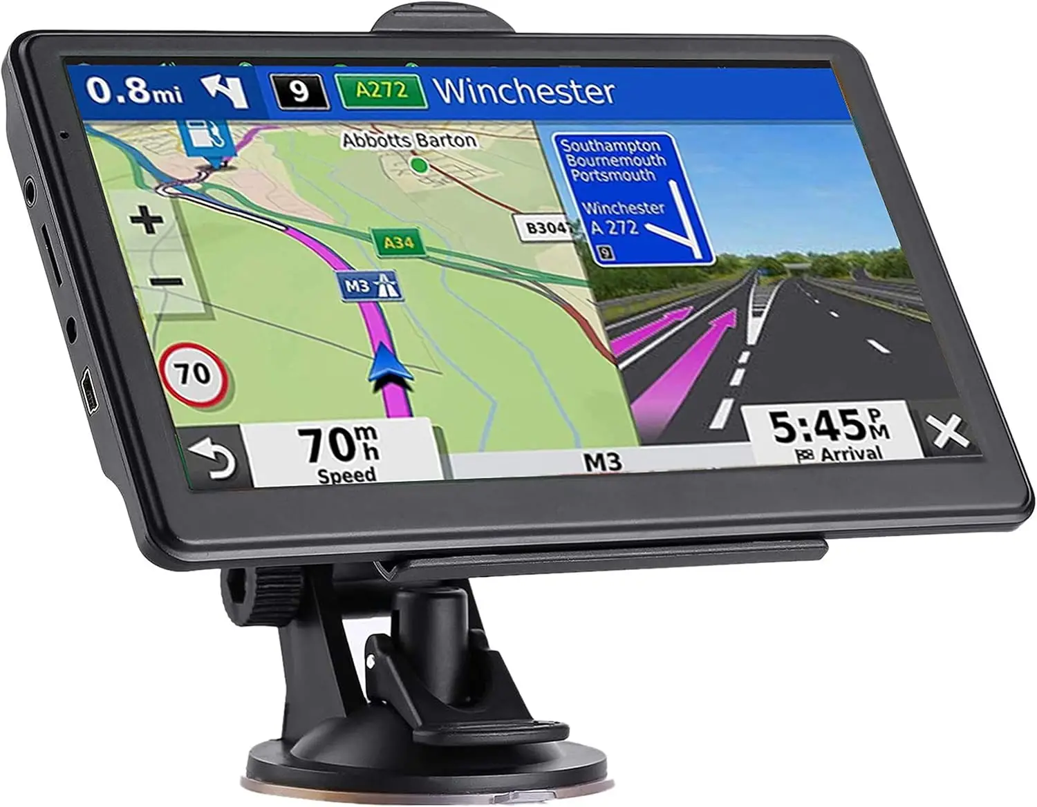 

GPS Navigation for Car, Latest 2024 Map 7 inch Touch Screen Car GPS 256-16GB, Voice Turn Direction Guidance, Speed and Red Ligh