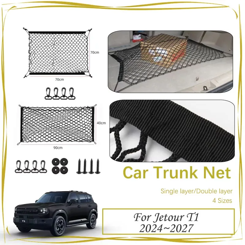 

Car Rear Trunk Net For Jetour Shanhai T1 Freedom 2024 2025 2026 2027 Nylon Elastic Mesh Back Storage Cargo Bags Auto Accessories