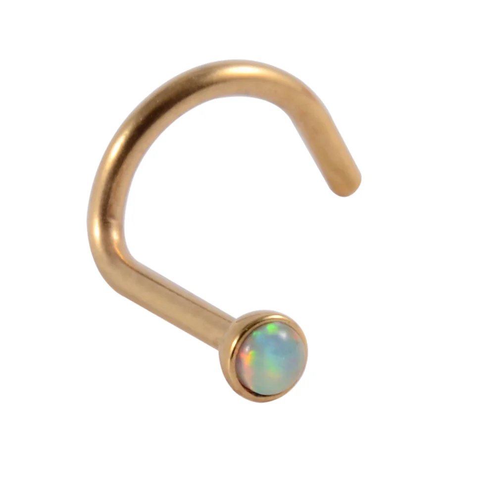 1PC Surgical Steel Opal Nose Bone Ring Crystal Heart Star Round Top Screw Nose Piercing Retainer Holder Nazir Stud Body Jewelry