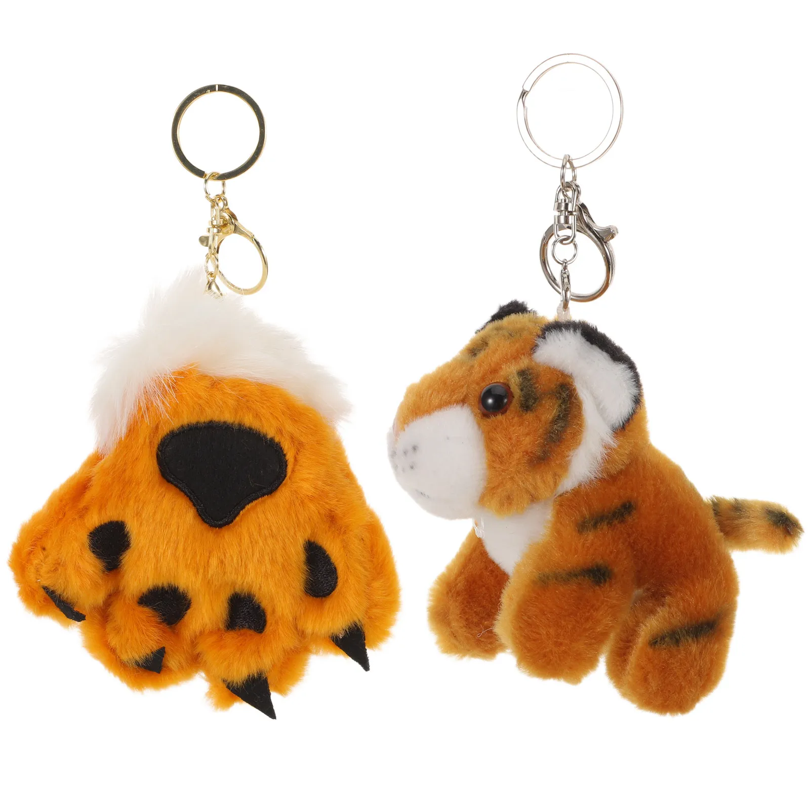 2Pcs Mini Tiger Keychain Soft Stuffed Animal Pendant Backpack Charm Cute Cartoon Kawaii Key Ring for Women Kids Party Favor Gift - view 6