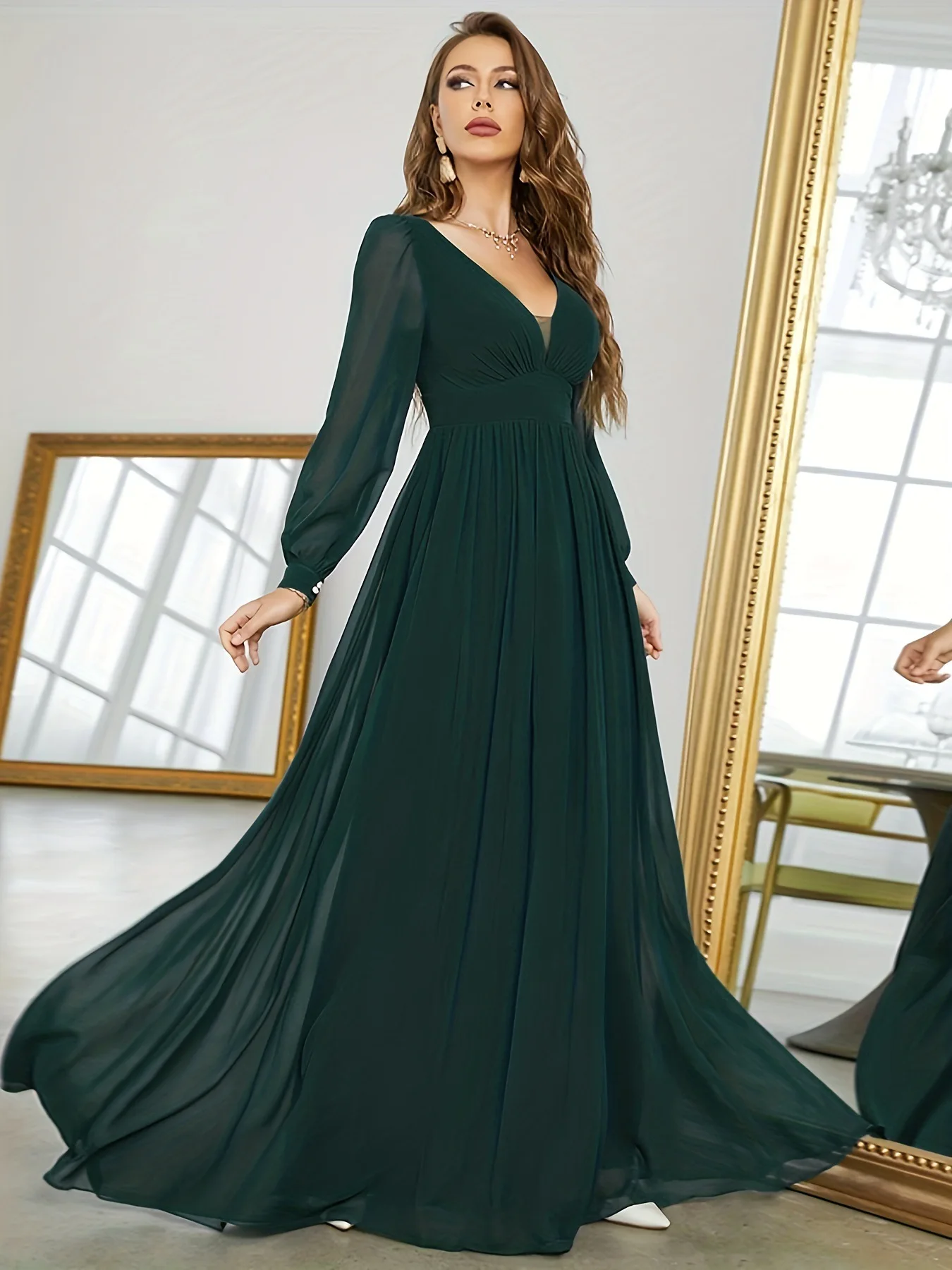 Elegante 2024 volle Ärmel lange Abendkleid eine Linie hochwertige Chiffon Frauen Abendkleider für Hochzeits feier Robe de Soiree