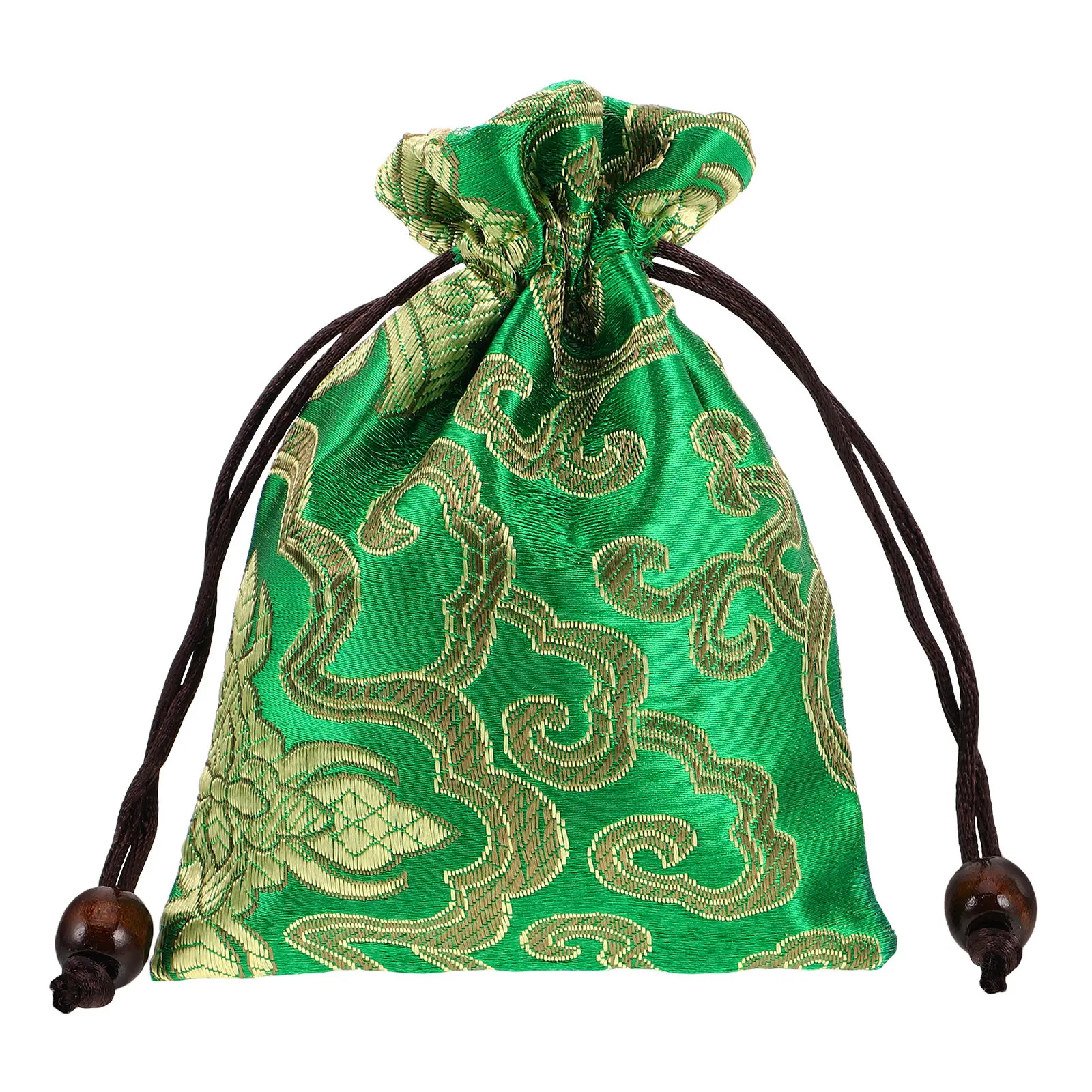 Chinese Silk Brocade Embroidered Drawstring Jewelry Pouch Bag Traditional Silk Storage Organizer for Singing Bowls Meditation