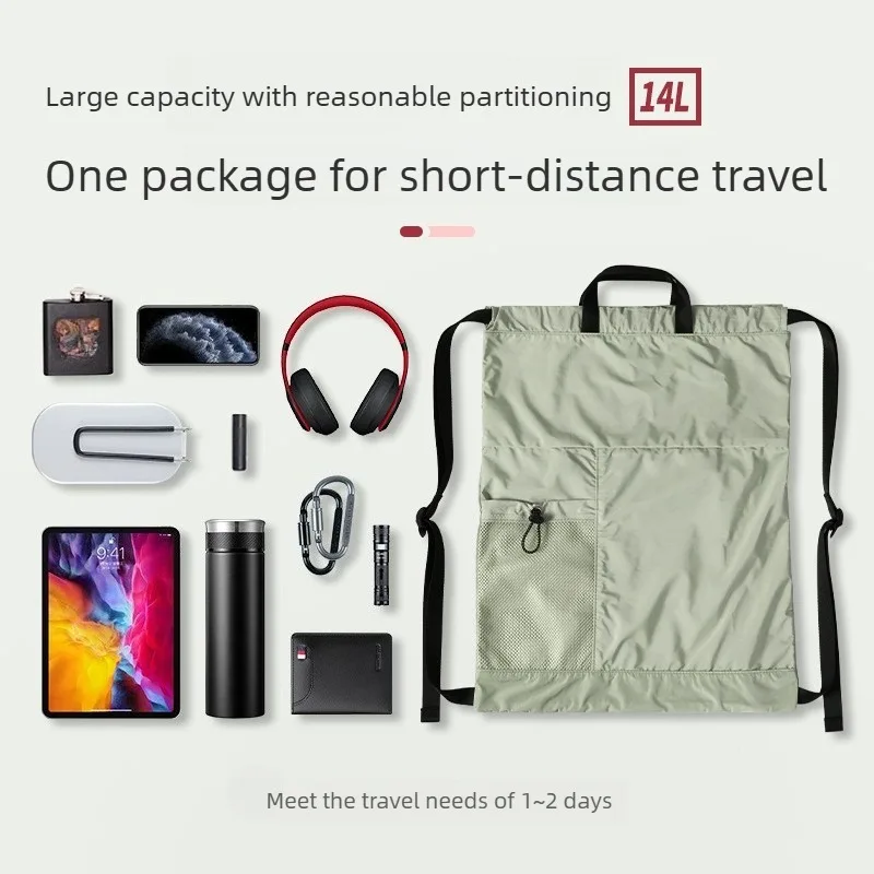 Drawstring Backpack Lightweight Fitness Bag Mountaineering Running Sports Bundle Mouth Bag Casual Folding Waterproof Storage Bag