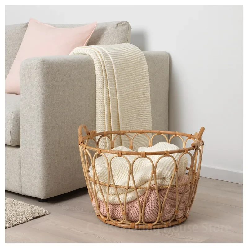 Nordic Storage Baskets Hotel Bed Laundry Basket Bent Rattan Bathroom Rattan Basket Wicker Home Organizer Weaved Baskets w