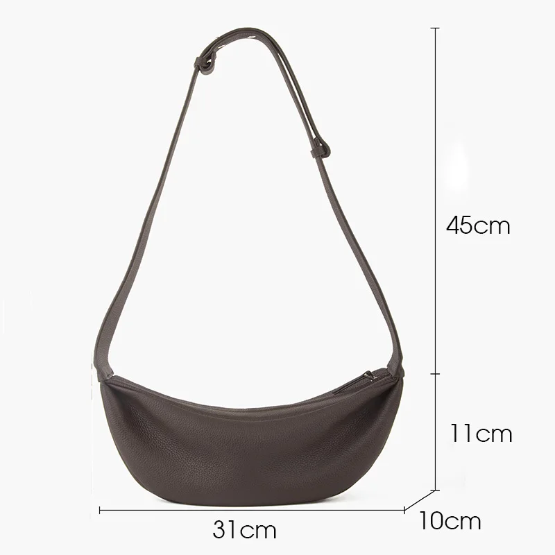 Donna-in First Layer Cow Leather Hobo Sling Bag Genuine Calfskin Shoulder Chest Bag For Women Full Grained Casual Crossbody