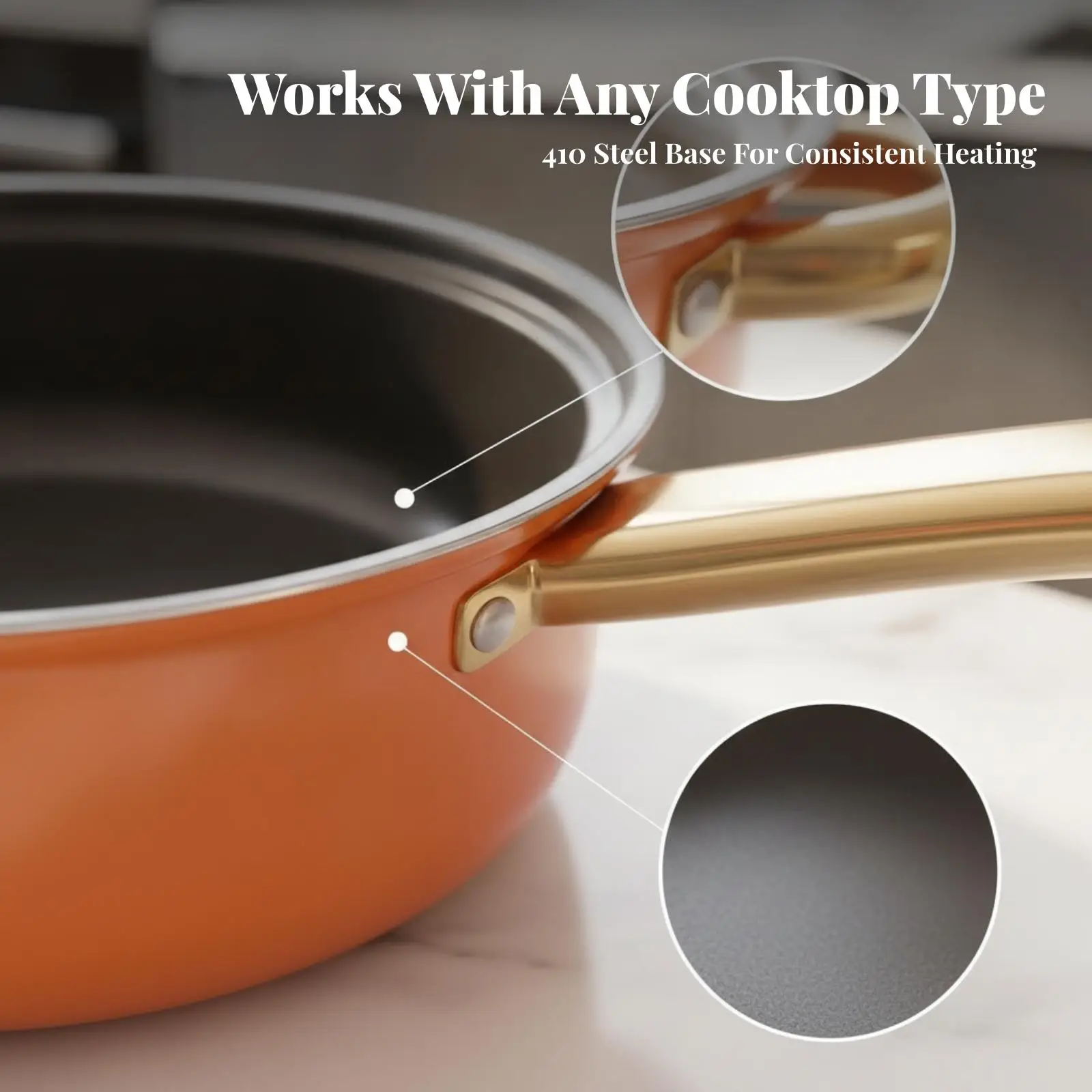 Even Heating Cookware Long-Lasting Stainless Steel Cookware Set with Glass Lids