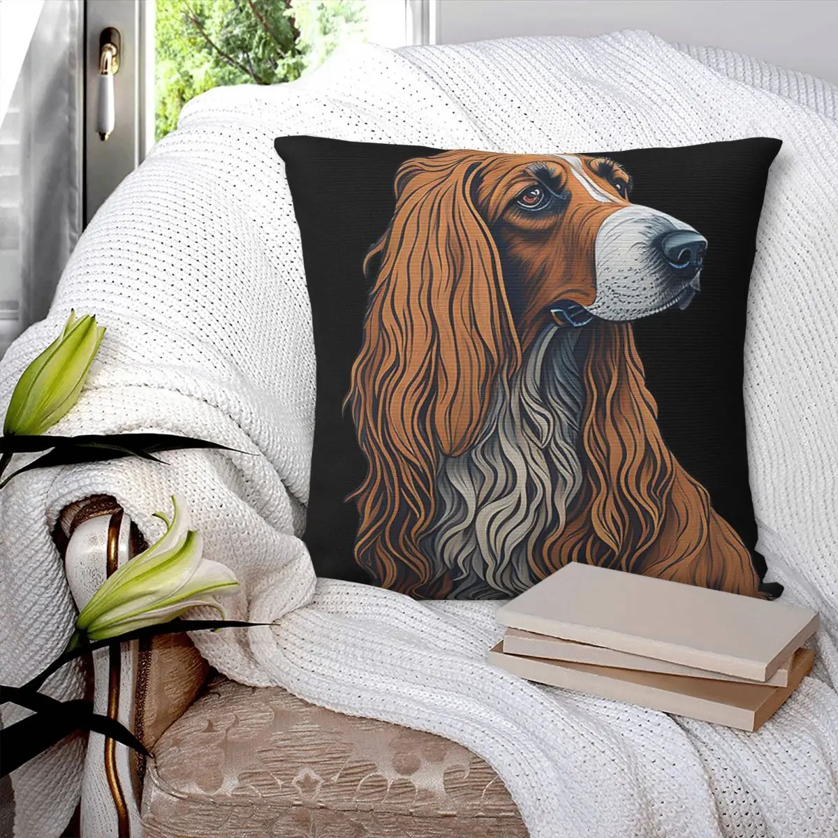 Afghan Hound (Sticker And Print Out) Square Pillowcase Pillow Cover Zip Decorative Comfort Throw Pillow For Home Bedroom