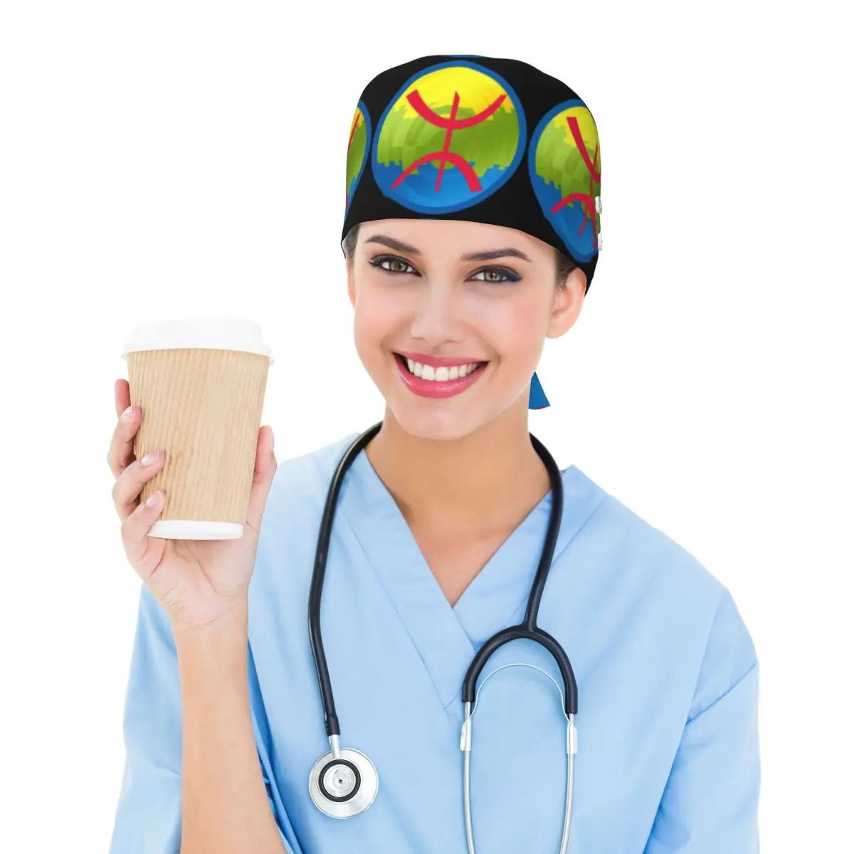 Berber Kabyle Berbers Amazigh Flag Scrub Hat Doctor Working Surgical Cap Unisex Adjustable Nursing Caps for Dentist