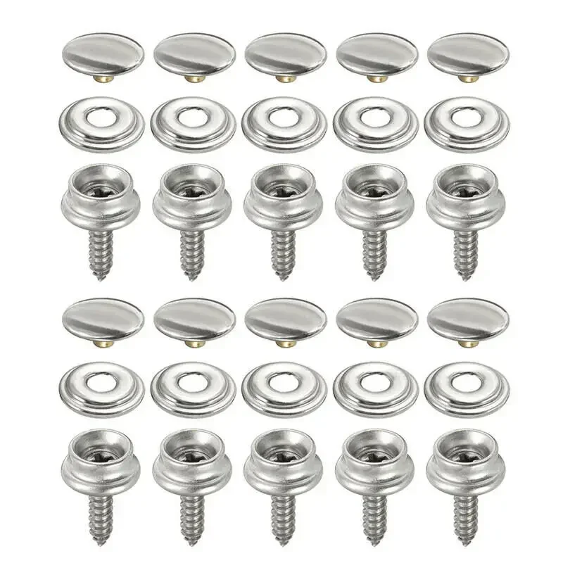 10 Set Snap Fastener Stainless Screws Canvas Kit For Tent Boat Marine Hardware Replacement Snap Fasteners Car Supplies Accessory