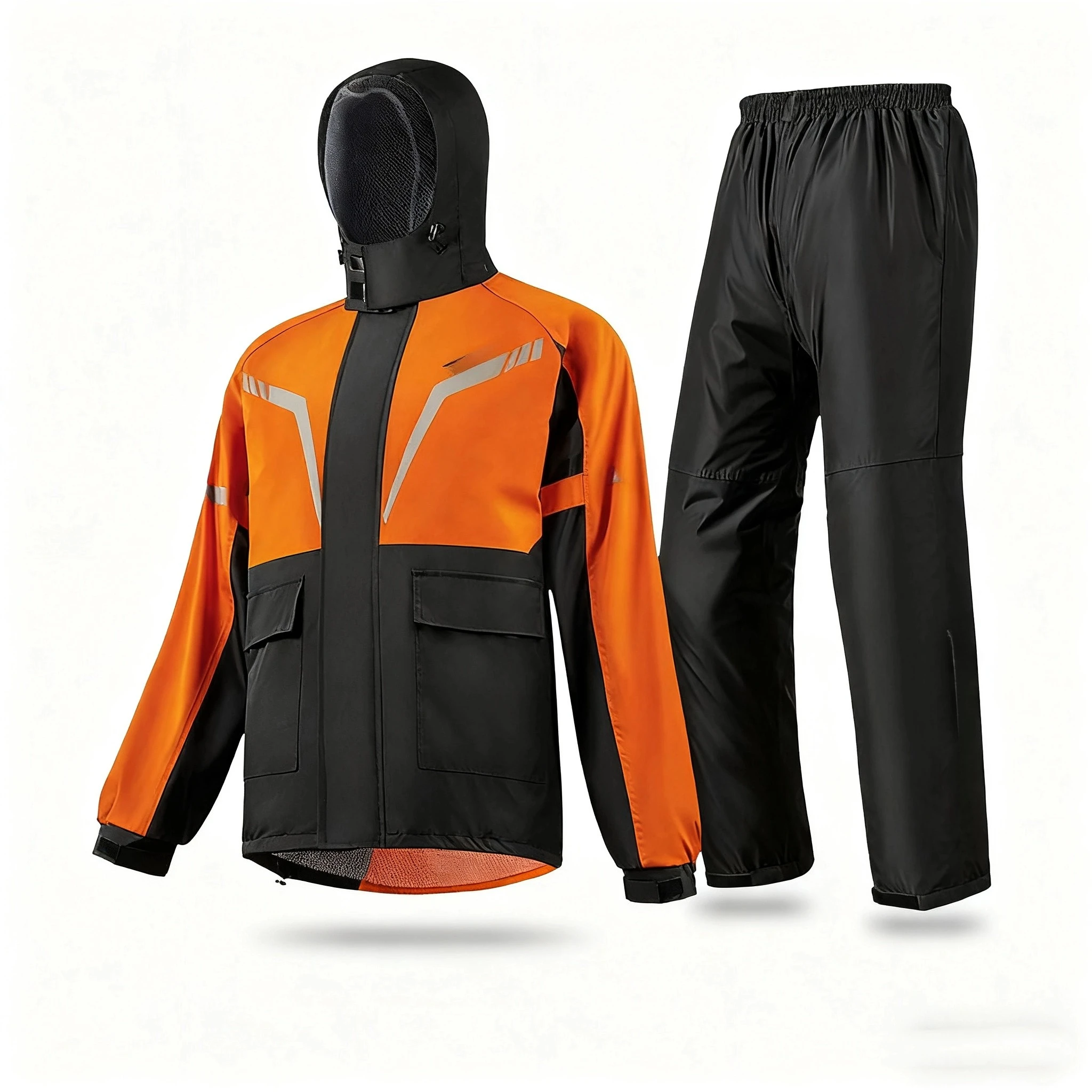 

Men's Split Set for Motorcycle Riding: Raincoat & Jacket, Heavy Rain Resistant, Windproof, Waterproof & Reflective