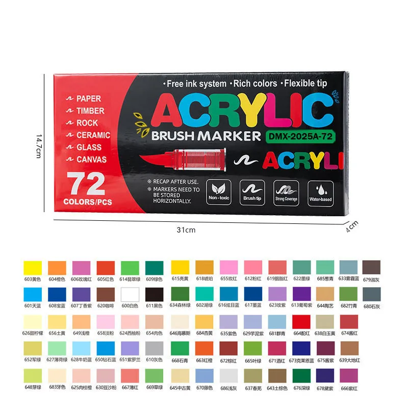 240 kleuren acrylverfstiften Zachte penseeltip Acrylstiften Set verfpennen voor houtstof canvas glas canvas rotsschildering