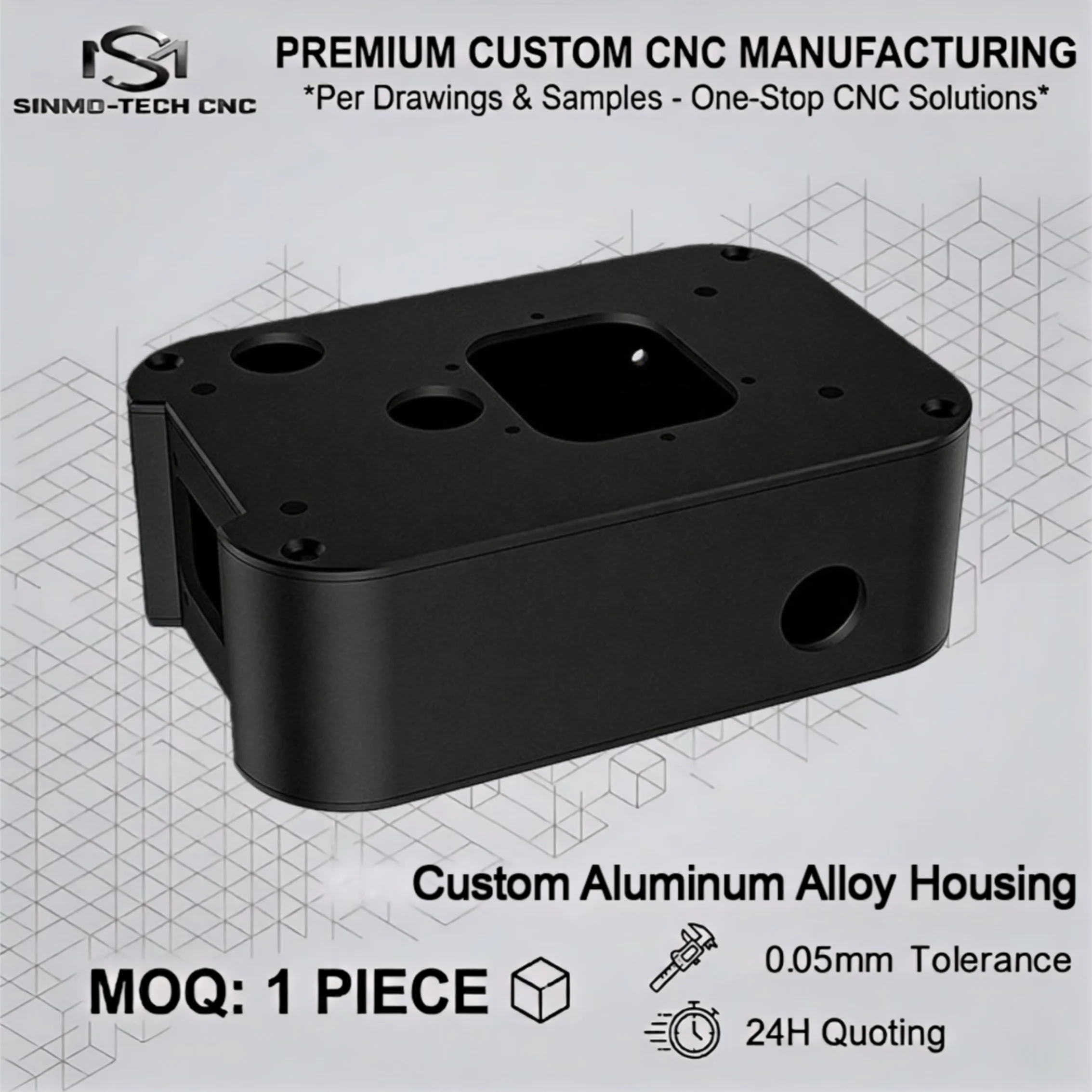Custom Aluminum Enclosure CNC Machining, Irregular Shape Metal Box Customization, Precision Electronics Housing, MOQ 1pc