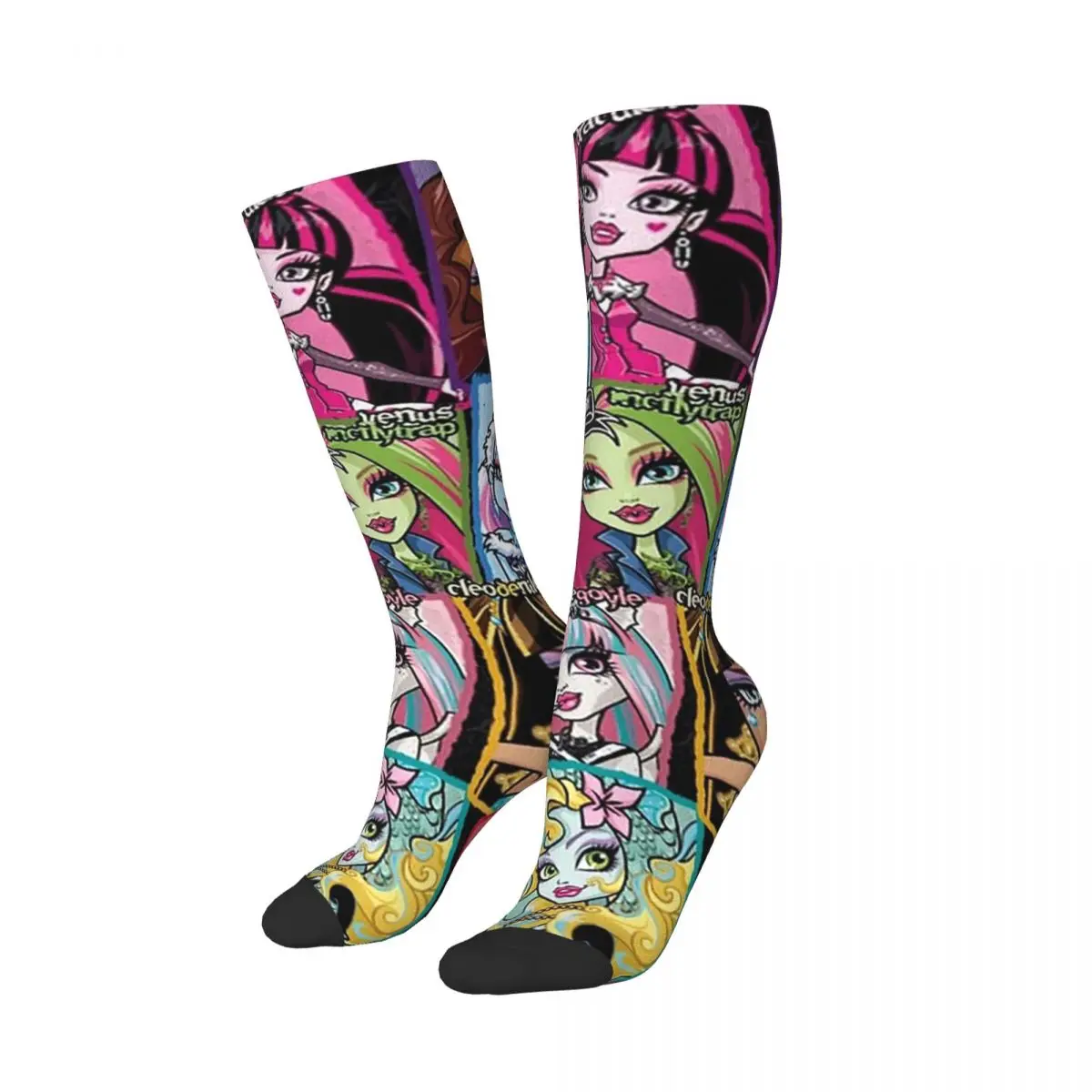 Monster High Doll Pretty Pink Pattern Socks Harajuku Stockings All Season Long Socks Accessories for Man's Woman's Birthday Gift