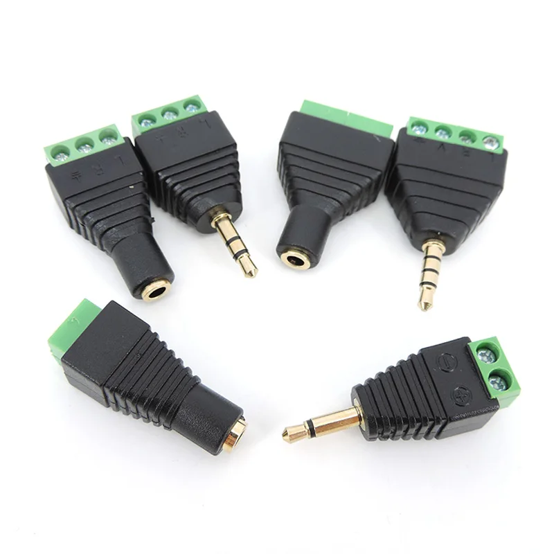 2/3/4 Pole Section 3.5mm audio Male female jack mono stereo connector DC free screw interface terminal block channel plug p