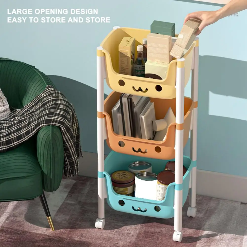 2/3/4 Tier Rolling Cart With Wheels Multifunctional Utility Organizer Cart Kitchen Bathroom Living Room Snacks Storage Rack