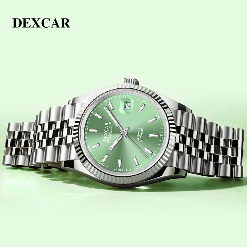 DEXCAR DJ41 Men\'s Watches Luxury Green Automatic Watch Men Stainless steel Mechanical Wrist Watch For Men Fashion Business Clock