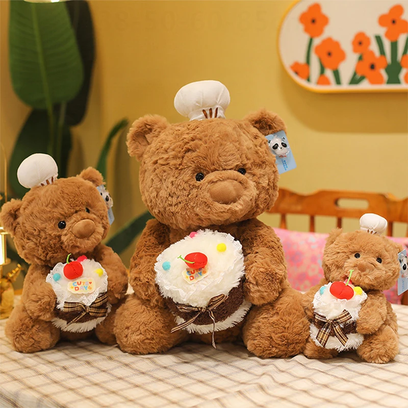 

Cute Chef Cake Bear Plush Toy for Kids Birthday Xmas Gift Stuffed Animal Doll Cuddly Baby Shower Present for Girls Best Friend