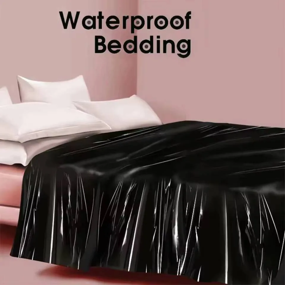 100% Oil Waterproof Sensual Sex Bed Sheet Soft PVC Vinyl Mattress Hypoallergenic Adult Game SM Toys Black BDSM Bondage view 2