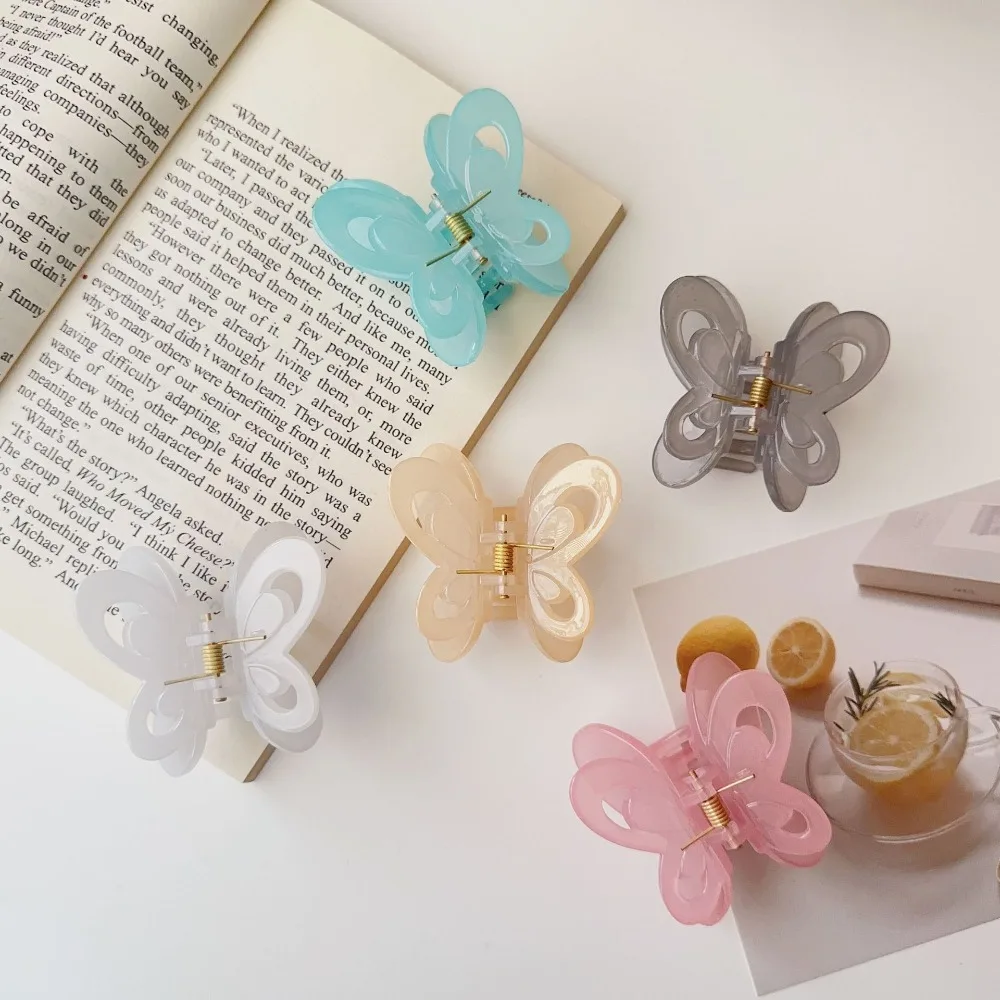 Fashion Animals Butterfly Hair Claw Jelly Color Acrylic Butterfly Hair Clip Colorful Hairpin Shark Clip Girl