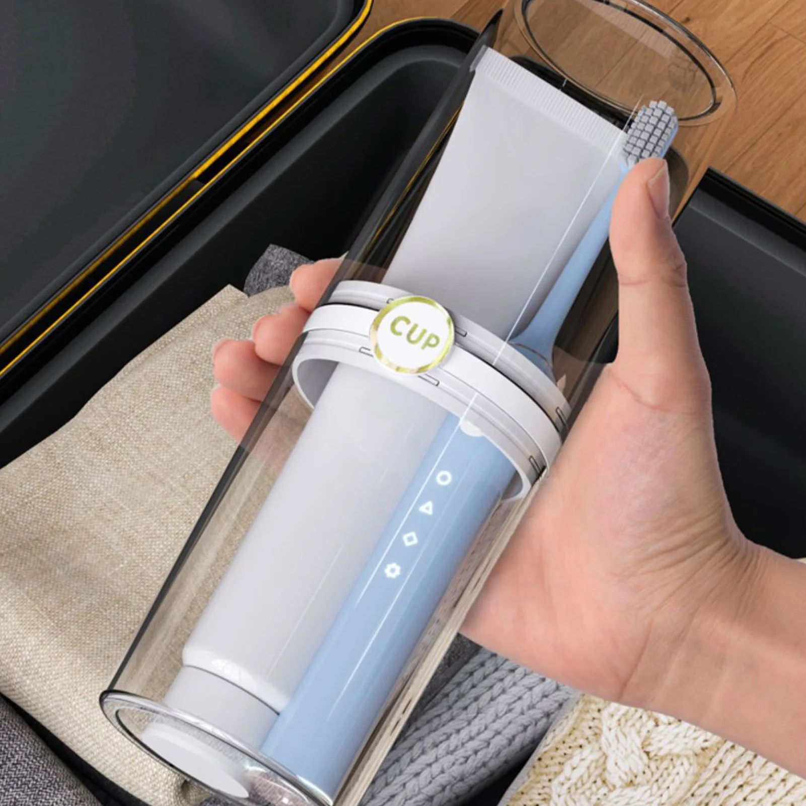 2-in-1 Travel Toothbrush Holder Cup 2-In-1 Wash Storage Transparent Design Suitable for School Outing Camping